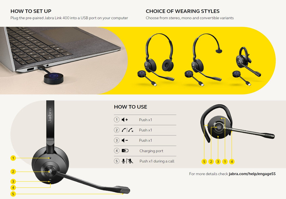 Jabra Engage 55 UC Mono USB-A, EMEA/APAC (Special Price)